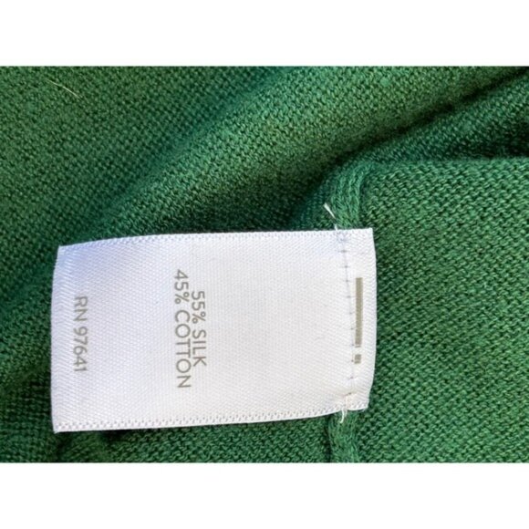 J Jill Silk Cotton Sweater V-neck Large Green Long Sleeve - Picture 4 of 5